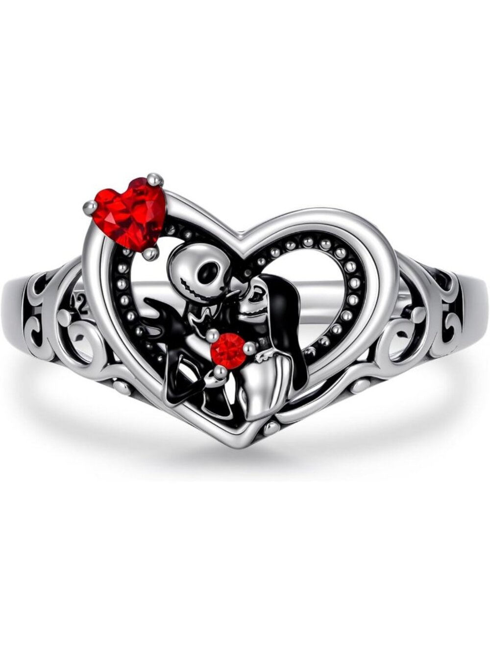 Nightmare Before Christmas Jack & Sally Skull Rings for Women - Holiday Jewelry